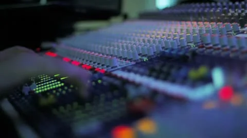 Studio 8 - A studio director during setting up a mixing desk in a TV studio Stock Footage 10769946