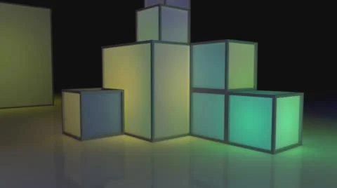 Studio 95 Angle B Blocky Box Set with Cycling Colors Stock-Footage 60601066