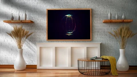 Studio with abstract animation in the form of a planet. Stock Footage 198816460