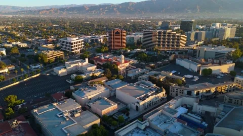 Studio Aerial View of Warner Bros at Sunrise, Burbank, California, USA, 10 Stock Footage 303725478