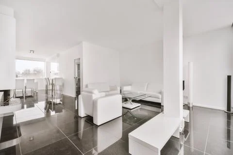 Studio apartment interior with dining zone Stock Photos