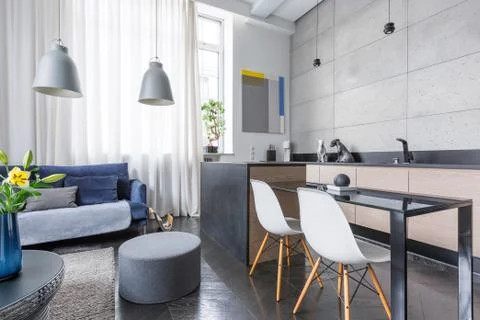 Studio apartment with kitchenette Stock Photos