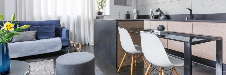 Studio apartment with kitchenette Stock Photos