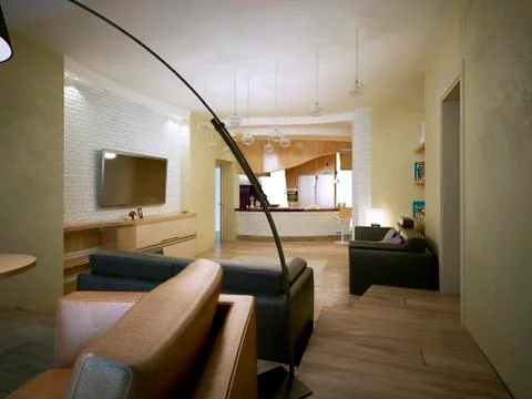 Studio apartment modern style Stock Illustration