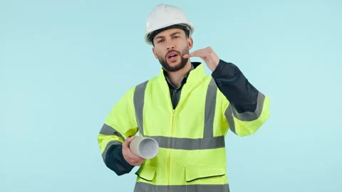 Studio architect, talking and man explain list of engineering design, blueprint Stock-Footage 250207637