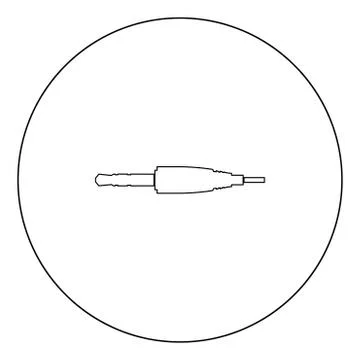 Studio / audio cable connector or mini jack icon black color in circle Stock Illustration