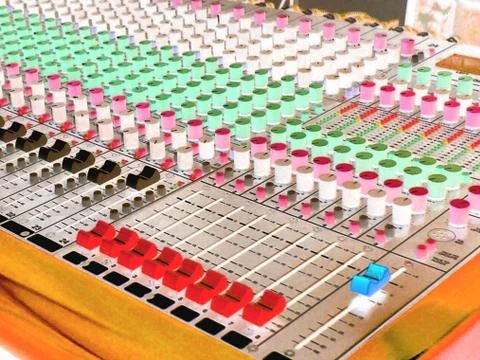 Studio Audio Mixing Console Negative Color Stock Photos