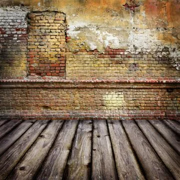 Studio background with brick wal Stock Photos
