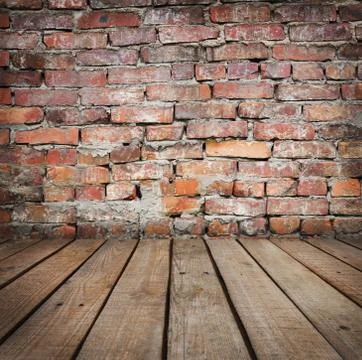 Studio background with brick wal Stock Photos