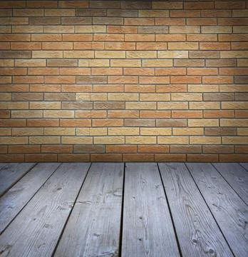 Studio background with brick wal Stock Photos