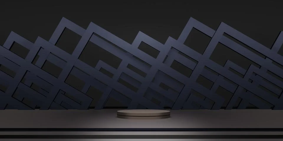 Studio background Shiny square base backdrop for product display 3D illustrat Stock Illustration