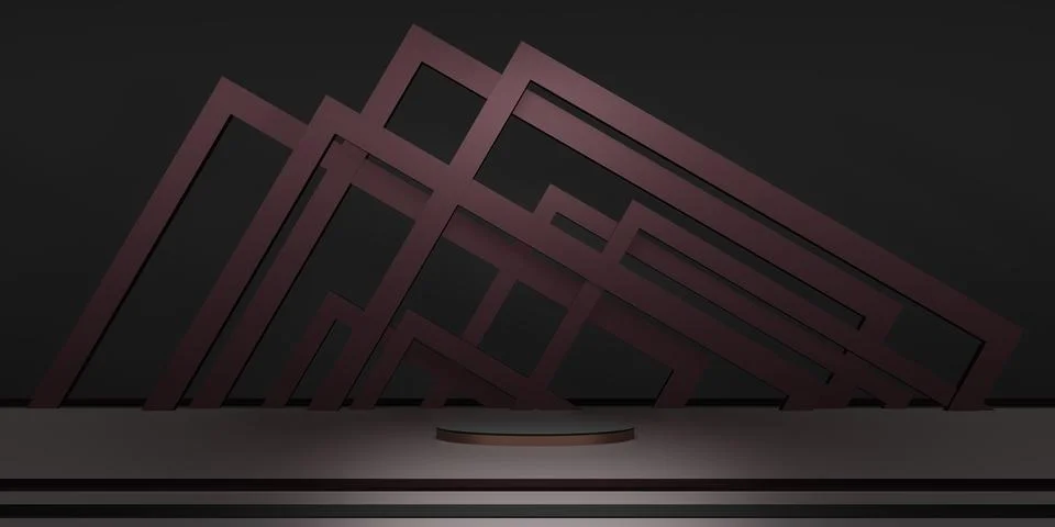 Studio background Shiny square base backdrop for product display 3D illustr.. Stock Illustration