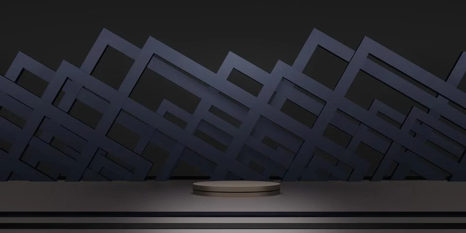 Studio background Shiny square base backdrop for product display 3D illustr.. Stock Illustration