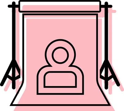 Studio background stand line art graphic icon Stock Illustration