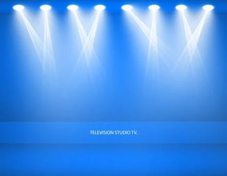 Studio background. Vector empty blue studio for your design, spotlight. Vector Illustrazione stock