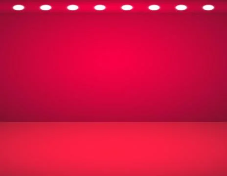 Studio background. Vector empty red studio for your design, spotlight. Vector Stock Illustration