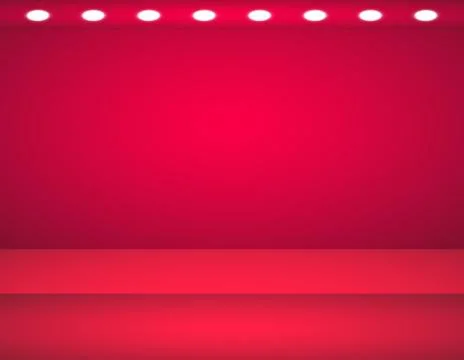 Studio background. Vector empty red studio for your design, spotlight. Vector Stock Illustration