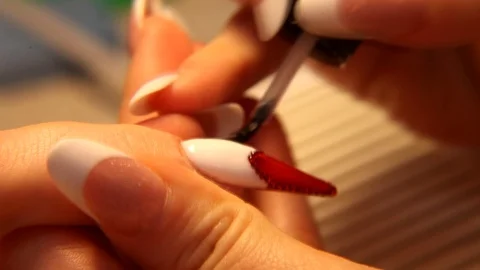 Studio beauty.Female hands nails manicure close up Stock Footage