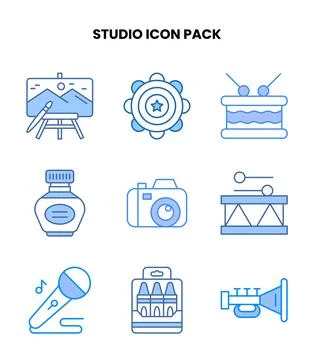 Studio Blue Bundle Icons Pack Stock Illustration