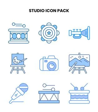 Studio Blue Icons Pack Stock-Illustration