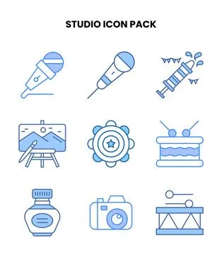 Studio Blue UI Icons Pack Stock Illustration