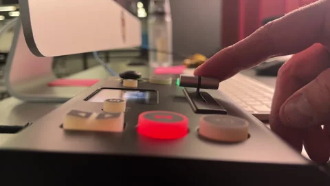 Studio Camera Button Panel Blinking Stock Footage 310139157