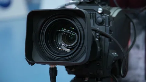 Studio camera cameraman control before broadcast news. 스톡 동영상 148676695