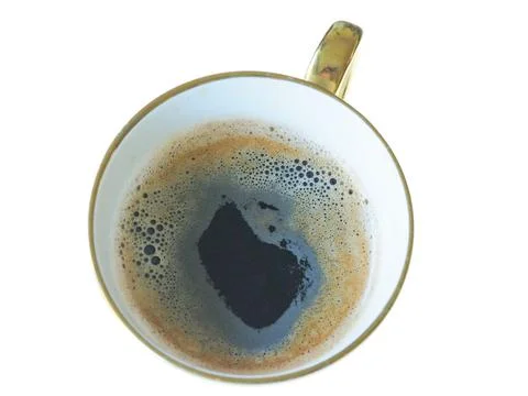 Studio close up of isolated coffee cup of black coffee against a white Stock Photos