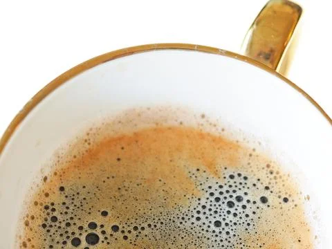 Studio close up of isolated coffee cup of black coffee against a white Stock Photos