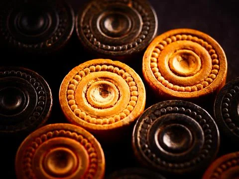 Studio close up shot of backgammon pieces Stock Photos