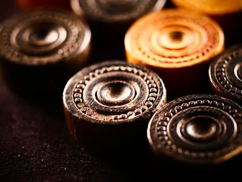 Studio close up shot of backgammon pieces Stock Photos