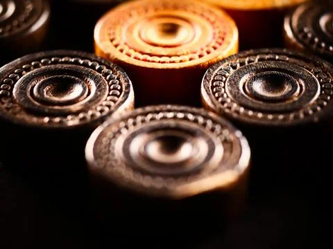 Studio close up shot of backgammon pieces Stock Photos