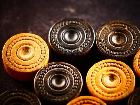 Studio close up shot of backgammon pieces Stock Photos