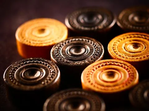 Studio close up shot of backgammon pieces Stock Photos