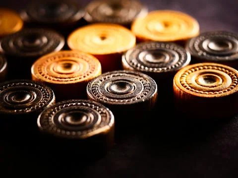 Studio close up shot of backgammon pieces Foto stock