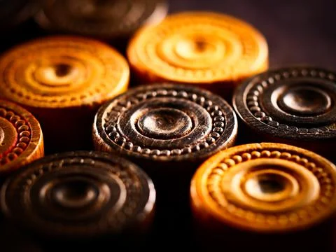 Studio close up shot of backgammon pieces Foto stock