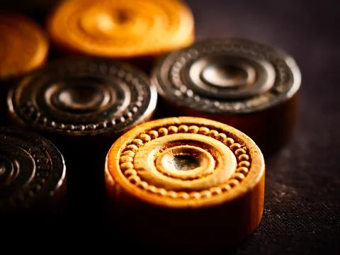 Studio close up shot of backgammon pieces Foto stock
