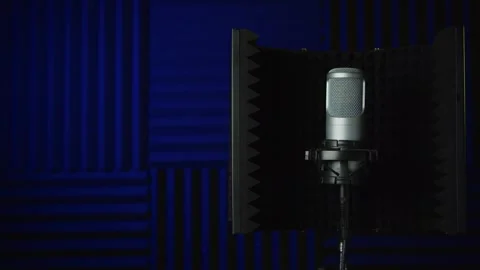 Studio Condenser Microphone with Acoustic Isolation Shield Stock Footage 346767452