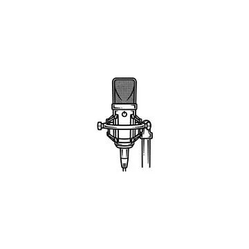 Studio condenser microphone line art illustration on white studio backdrop Stock Illustration