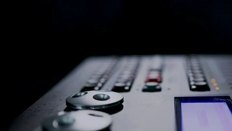 Studio Console Buttons and Jog Wheel in Dark Setting Stock Footage 340243227