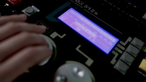 Studio Console Jog Wheel and Digital Display Screen Closeup Stock Footage 340243097