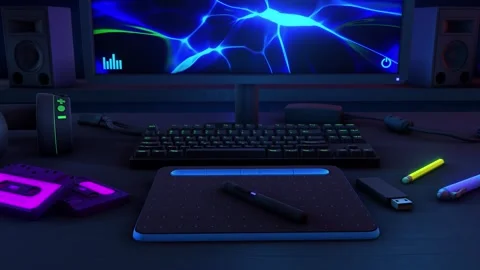 Studio Desktop at Night Stock Footage 277211551