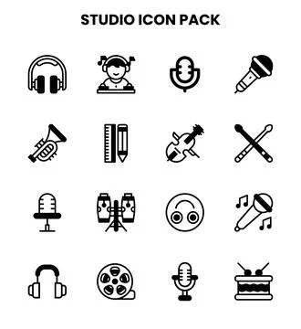 Studio DuoTone Bundle Icons Pack Stock Illustration