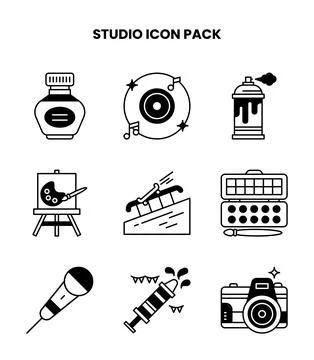 Studio DuoTone Bundle Icons Pack Stock Illustration