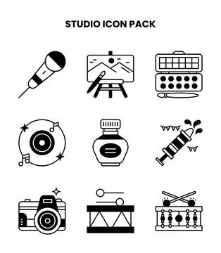 Studio DuoTone Collection Icons Pack Stock Illustration