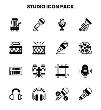 Studio DuoTone Collection Icons Pack Illustrazione stock