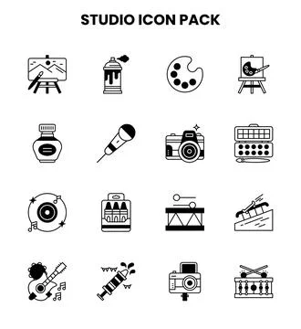 Studio DuoTone Graphics Icons Pack Stock Illustration
