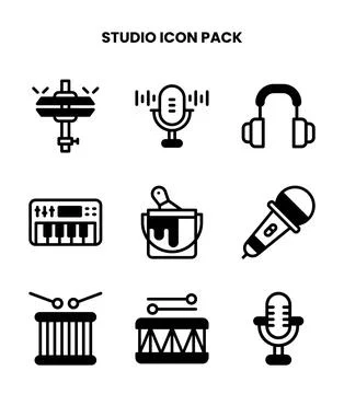 Studio DuoTone Set Icons Pack Stock Illustration