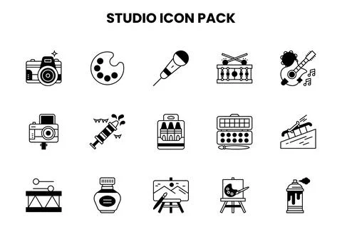 Studio DuoTone Set Icons Pack Иллюстрация