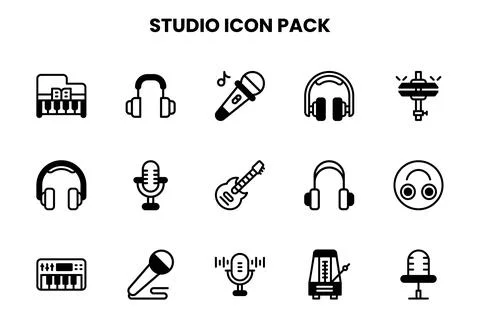Studio DuoTone Vector Icons Pack Stock Illustration